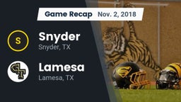 Recap: Snyder  vs. Lamesa  2018