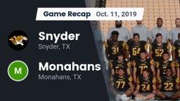 Recap: Snyder  vs. Monahans  2019