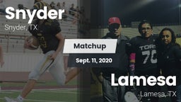 Matchup: Snyder  vs. Lamesa  2020