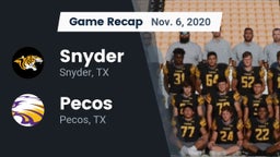 Recap: Snyder  vs. Pecos  2020