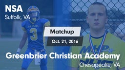 Matchup: Nansemond-Suffolk vs. Greenbrier Christian Academy  2016