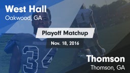 Matchup: West Hall High vs. Thomson  2016