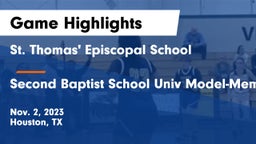 St. Thomas' Episcopal School vs Second Baptist School Univ Model-Memorial campus Game Highlights - Nov. 2, 2023