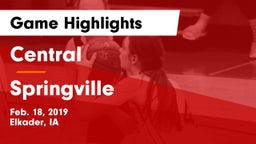 Central  vs Springville  Game Highlights - Feb. 18, 2019