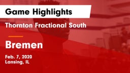 Thornton Fractional South  vs Bremen  Game Highlights - Feb. 7, 2020