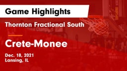 Thornton Fractional South  vs Crete-Monee  Game Highlights - Dec. 18, 2021