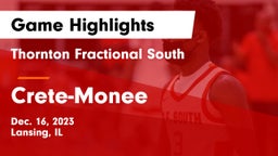 Thornton Fractional South  vs Crete-Monee  Game Highlights - Dec. 16, 2023