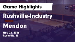 Rushville-Industry  vs Mendon Game Highlights - Nov 22, 2016