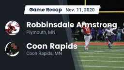 Recap: Robbinsdale Armstrong  vs. Coon Rapids  2020