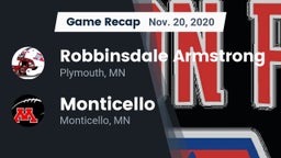 Recap: Robbinsdale Armstrong  vs. Monticello  2020