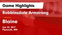 Robbinsdale Armstrong  vs Blaine  Game Highlights - Jan 24, 2017