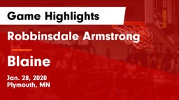 Robbinsdale Armstrong  vs Blaine  Game Highlights - Jan. 28, 2020