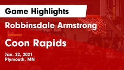 Robbinsdale Armstrong  vs Coon Rapids  Game Highlights - Jan. 22, 2021