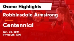 Robbinsdale Armstrong  vs Centennial  Game Highlights - Jan. 28, 2021