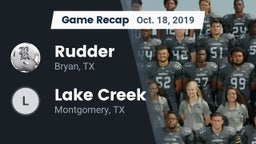 Recap: Rudder  vs. Lake Creek  2019