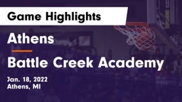 Athens  vs Battle Creek Academy Game Highlights - Jan. 18, 2022