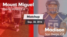 Matchup: Mount Miguel High vs. Madison  2016