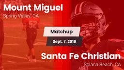Matchup: Mount Miguel High vs. Santa Fe Christian  2018