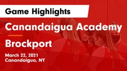 Canandaigua Academy  vs Brockport  Game Highlights - March 22, 2021