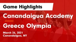 Canandaigua Academy  vs Greece Olympia  Game Highlights - March 26, 2021