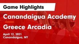 Canandaigua Academy  vs Greece Arcadia  Game Highlights - April 12, 2021