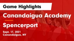 Canandaigua Academy  vs Spencerport  Game Highlights - Sept. 17, 2021