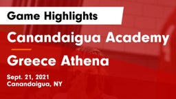 Canandaigua Academy  vs Greece Athena  Game Highlights - Sept. 21, 2021