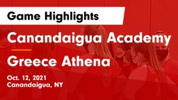 Canandaigua Academy  vs Greece Athena  Game Highlights - Oct. 12, 2021