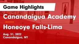 Canandaigua Academy  vs Honeoye Falls-Lima  Game Highlights - Aug. 31, 2022