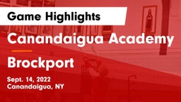 Canandaigua Academy  vs Brockport  Game Highlights - Sept. 14, 2022