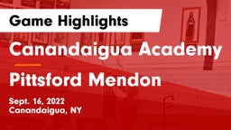 Canandaigua Academy  vs Pittsford Mendon Game Highlights - Sept. 16, 2022