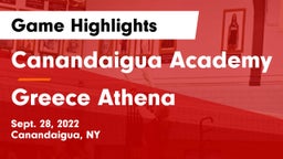 Canandaigua Academy  vs Greece Athena  Game Highlights - Sept. 28, 2022