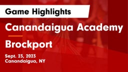 Canandaigua Academy  vs Brockport  Game Highlights - Sept. 23, 2023