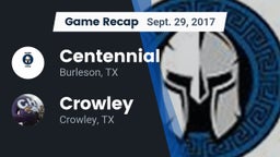 Recap: Centennial  vs. Crowley  2017