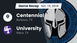 Recap: Centennial  vs. University  2018