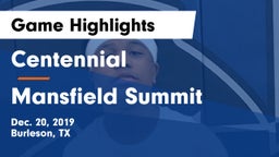 Centennial  vs Mansfield Summit  Game Highlights - Dec. 20, 2019