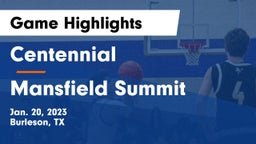 Centennial  vs Mansfield Summit  Game Highlights - Jan. 20, 2023