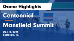 Centennial  vs Mansfield Summit  Game Highlights - Dec. 8, 2023