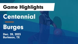 Centennial  vs Burges  Game Highlights - Dec. 28, 2023