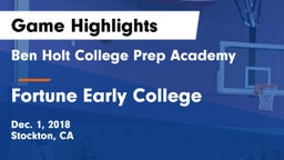 Ben Holt College Prep Academy  vs Fortune Early College Game Highlights - Dec. 1, 2018