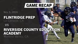 Recap: Flintridge Prep  vs. Riverside County Education Academy 2016