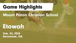 Mount Paran Christian School vs Etowah  Game Highlights - Feb. 24, 2024