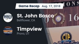 Recap: St. John Bosco  vs. Timpview  2018