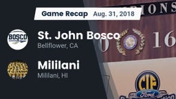 Recap: St. John Bosco  vs. Mililani  2018