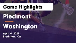 Piedmont  vs Washington  Game Highlights - April 4, 2022