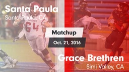 Matchup: Santa Paula High vs. Grace Brethren  2016