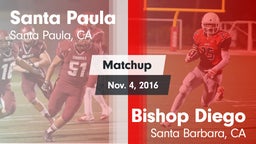Matchup: Santa Paula High vs. Bishop Diego  2016
