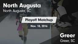 Matchup: North Augusta High vs. Greer  2016