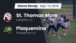 Recap: St. Thomas More  vs. Plaquemine  2018