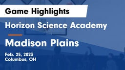 Horizon Science Academy  vs Madison Plains  Game Highlights - Feb. 25, 2023
